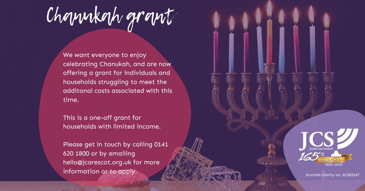 Jewish Care Scotland offers Chanukah grants