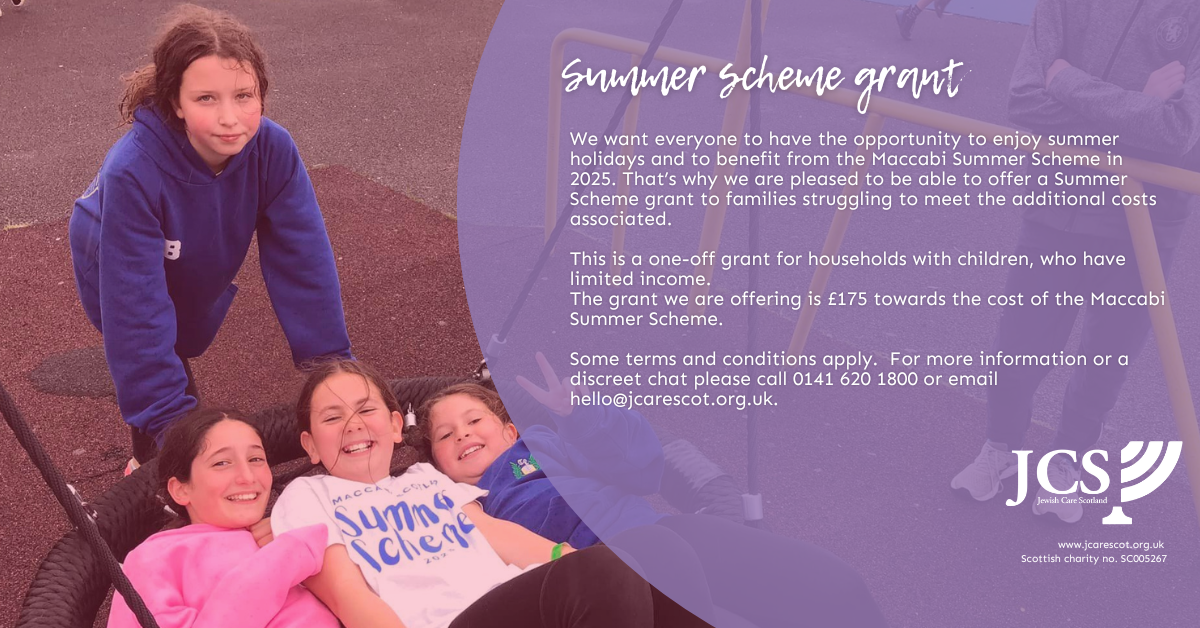Jewish Care Scotland and Scottish Jewish Youth Alliance team up to support Maccabi’s Summer Scheme 25